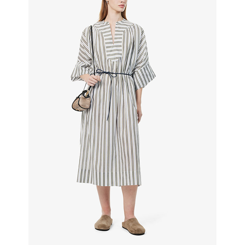 Shop Yves Salomon Women's La Baule Pleated Relaxed-fit Cotton-poplin Midi Dress