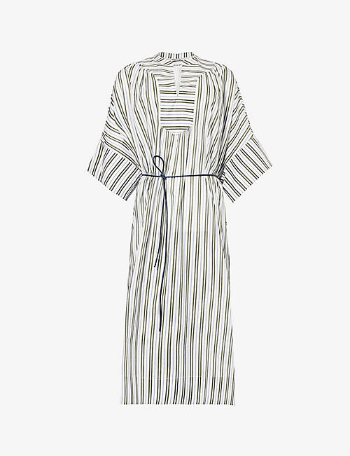 YVES SALOMON: Pleated relaxed-fit cotton-poplin midi dress