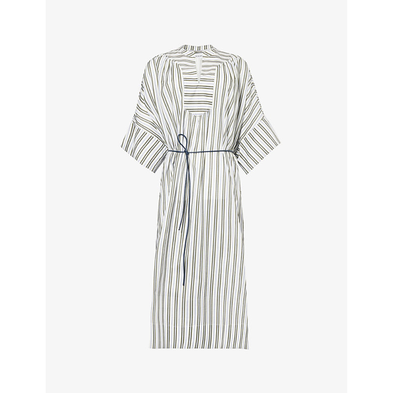 Shop Yves Salomon Women's La Baule Pleated Relaxed-fit Cotton-poplin Midi Dress