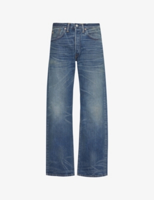 Shop Rrl Mens Grandfalls Wash Straight-leg Mid-rise Regular-fit Jeans