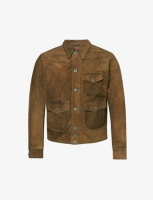 Shop Rrl Mens Brown Alston Relaxed-fit Leather Jacket