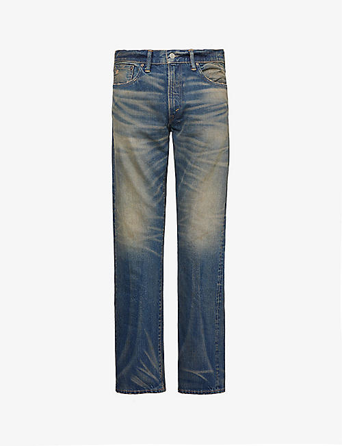 RRL: Straight-leg high-rise slim-fit jeans