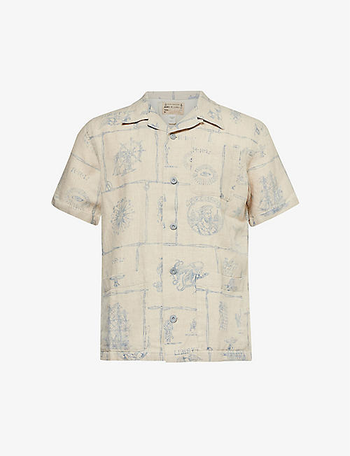RRL: Wayne branded-pattern linen shirt