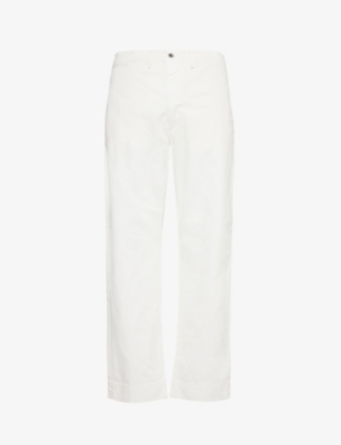 Shop Rrl Men's White Straight-leg Mid-rise Cotton Chino Trousers