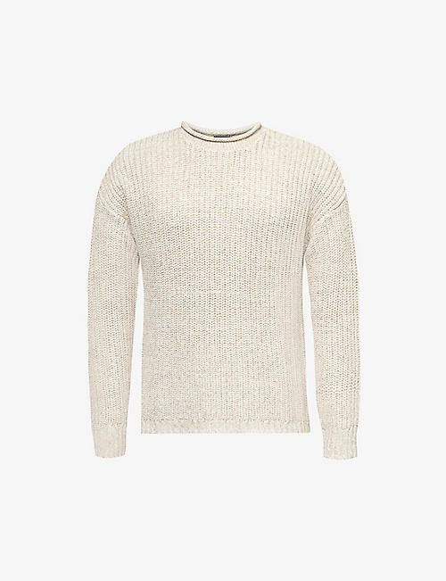 RRL: Relaxed-fit crewneck cotton and linen-bend jumper
