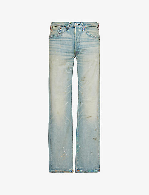 RRL: Distressed straight-leg jeans