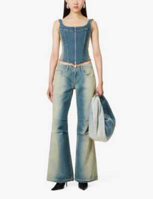 Shop Eb Denim Women's Olio Spray Loon Faded-wash Wide-leg Low-rise Jeans