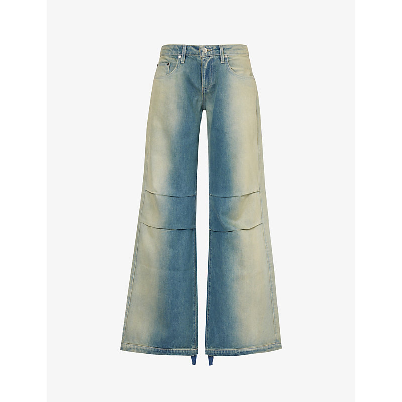 Shop Eb Denim Womens Olio Spray Loon Faded-wash Wide-leg Low-rise Jeans