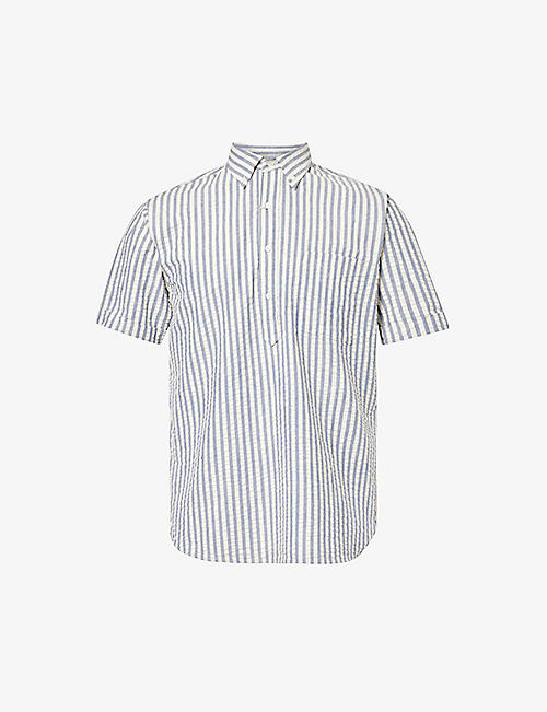 BEAMS PLUS: Stripe-print short-sleeve cotton shirt