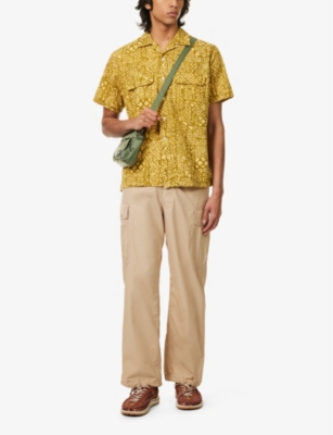 Shop Beams Plus Men's Yellow Batik Graphic-print Cotton Shirt
