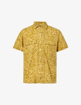 Shop Beams Plus Men's Yellow Batik Graphic-print Cotton Shirt