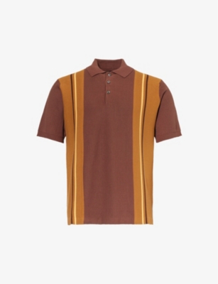 BEAMS PLUS: Striped regular-fit cotton knitted polo shirt