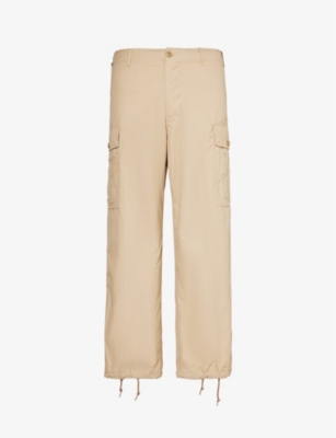 Shop Beams Plus Men's Beige Ripstop Belt-loop Relaxed-fit Wide-leg Cotton Trousers