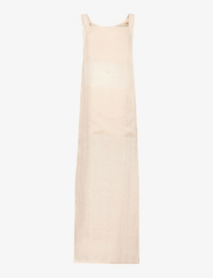 LE KASHA: Round-neck relaxed-fit linen maxi dress