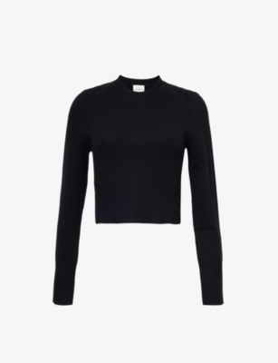 Shop Le Kasha Round-neck Regular-fit Organic-cashmere Jumper In Black