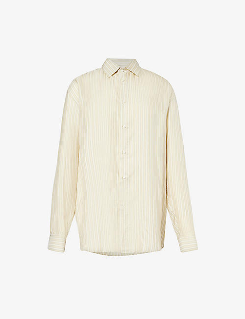 LE KASHA: Striped relaxed-fit silk shirt