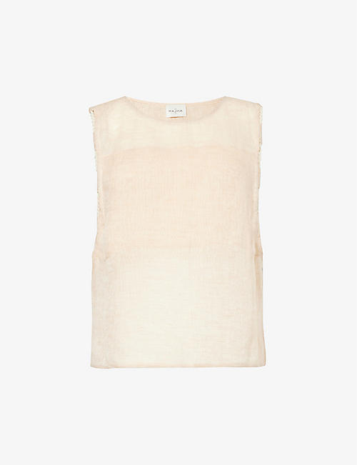 LE KASHA: Sleeveless relaxed-fit linen top