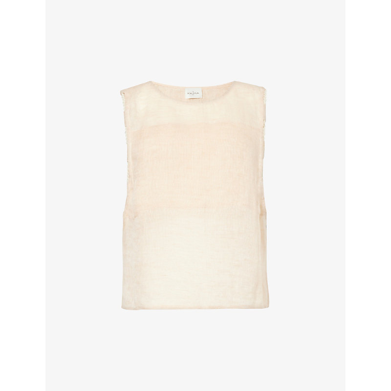 Le Kasha Womens Peach Sleeveless Relaxed-fit Linen Top
