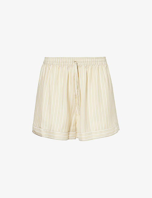 LE KASHA: High-rise elasticated-waist silk shorts