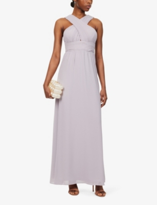 Shop Six Stories Women's Lilac Crossover Halterneck Chiffon Maxi Dress