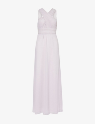 Shop Six Stories Women's Lilac Crossover Halterneck Chiffon Maxi Dress