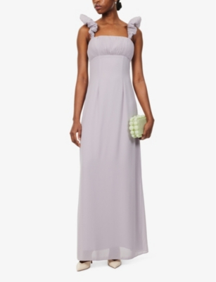 Shop Six Stories Women's Lilac Pleated-strap Square-neck Chiffon Maxi Dress