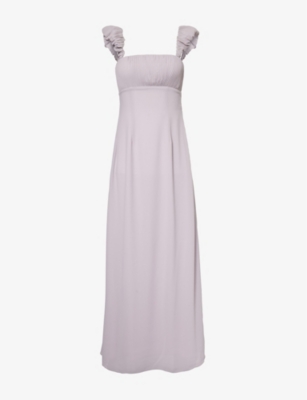 Shop Six Stories Women's Lilac Pleated-strap Square-neck Chiffon Maxi Dress