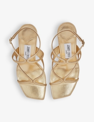 Jimmy Choo Azie 85 Square Toe High-heeled Sandals In Gold