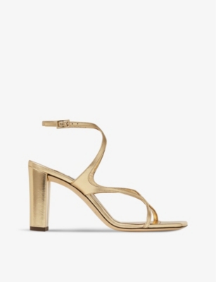 Jimmy Choo Womens Gold Azie 85 Leather Heeled Sandals