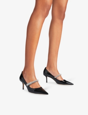 Jimmy Choo Bing 65mm Crystal-embellished Patent-leather Pumps In Black
