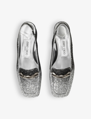 Shop Jimmy Choo Women's Silver/black Diamond Tilda 45 Leather Heeled Loafers