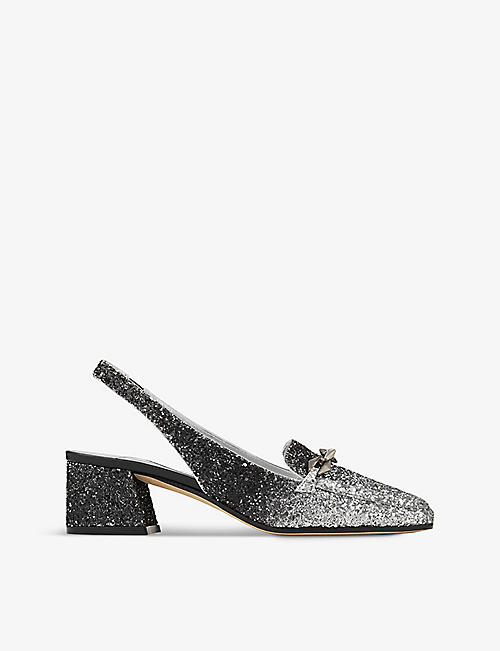 JIMMY CHOO: Diamond Tilda 45 leather heeled loafers
