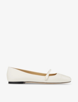 JIMMY CHOO: Elisa pearl-embellished patent-leather ballet flats