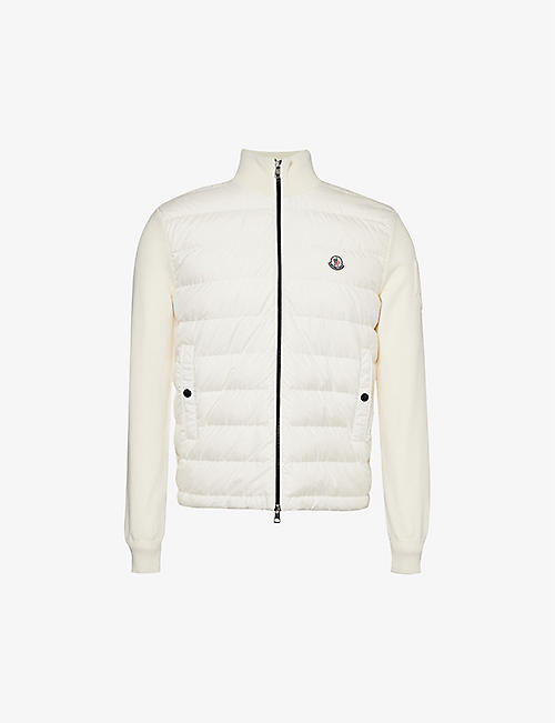 MONCLER: Funnel-neck cotton-knit and shell-down cardigan