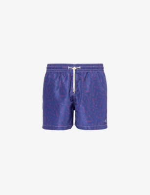 Shop Arrels Barcelona Mens Richard Printed Swim Shorts Navy Dance