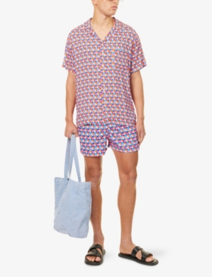 Arrels Barcelona Mens Pink Bubblegum Olimpia Printed Woven Shirt In Pink Bubblegum
