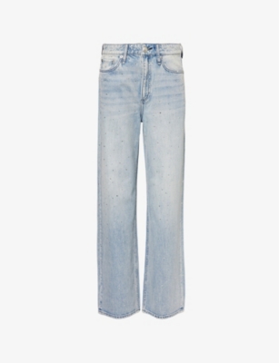 Rag & Bone Logan Faded-wash Wide-leg Mid-rise Denim Jeans In Mistywjewe