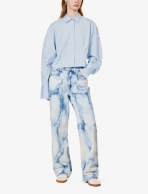 Shop Rag & Bone Women's Indwaterco Logan Tie-dye Wide-leg Mid-rise Denim Jeans