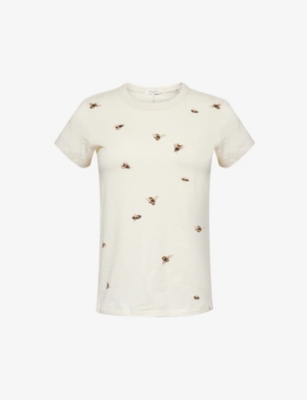 Shop Rag & Bone Women's Ivorymult Bumblebee-print Ribbed-neckline Cotton-jersey T-shirt