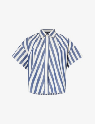 RAG & BONE: Martha striped boxy-fit cotton-poplin shirt