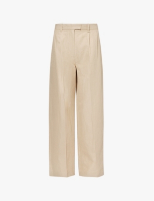 RAG & BONE: Newman wide-leg high-rise cotton and linen-blend trousers