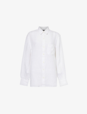 Shop Rag & Bone Women's White Maxine Patch-pocket Relaxed-fit Linen Shirt