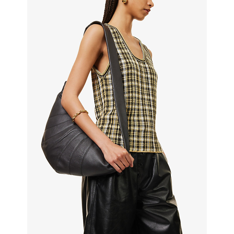 Shop Lemaire Women's Dark Chocolate Croissant Medium Leather Cross-body Bag