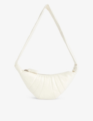 Lemaire Womens White Croissant Small Leather Cross-body Bag
