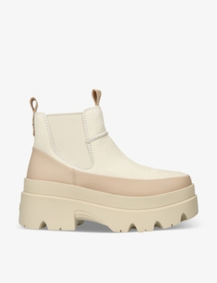 Ugg Womens Cream Comb Brisbane Ridged-sole Faux-leather Chelsea Boots