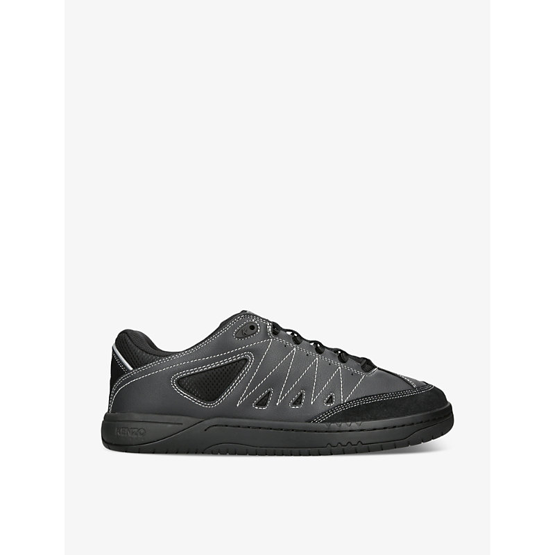 Shop Kenzo Pxt Leather Low-top Trainers In Black