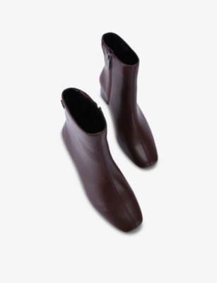 Shop Carvela Womens Rene Logo-badge Heeled Leather Ankle Boots Wine Eur 38/5 Uk