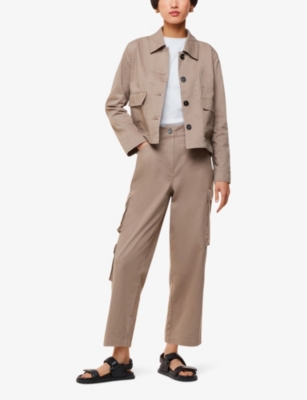 Whistles Womens Cream Phoebe Regular-fit High-rise Cotton Trousers In Cream