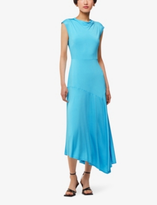 WHISTLES: Iris asymmetric-hem stretch-jersey midi dress