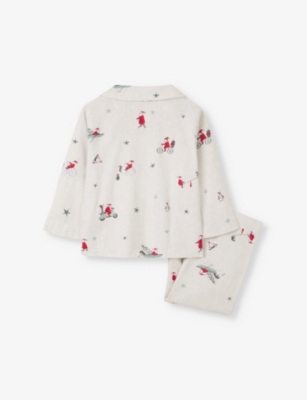 THE LITTLE WHITE COMPANY SANTA-PRINT LONG-SLEEVE COTTON PYJAMAS 1-6